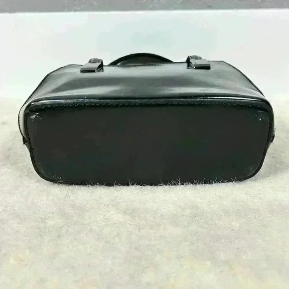 VINTAGE 90s Y2K Black Patent Leather Look Elegant Handbag Purse Women Small - Picture 9 of 13